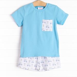 Stitchy Fish Blue Golf Outfit  Kids T-Shirt with Pocket Sz 4T